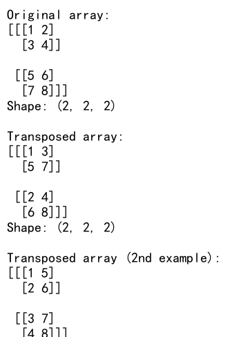 Numpy Transpose Axis