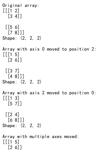 Numpy Transpose Axis