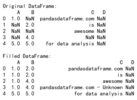 Pandas fillna subset